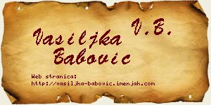 Vasiljka Babović vizit kartica